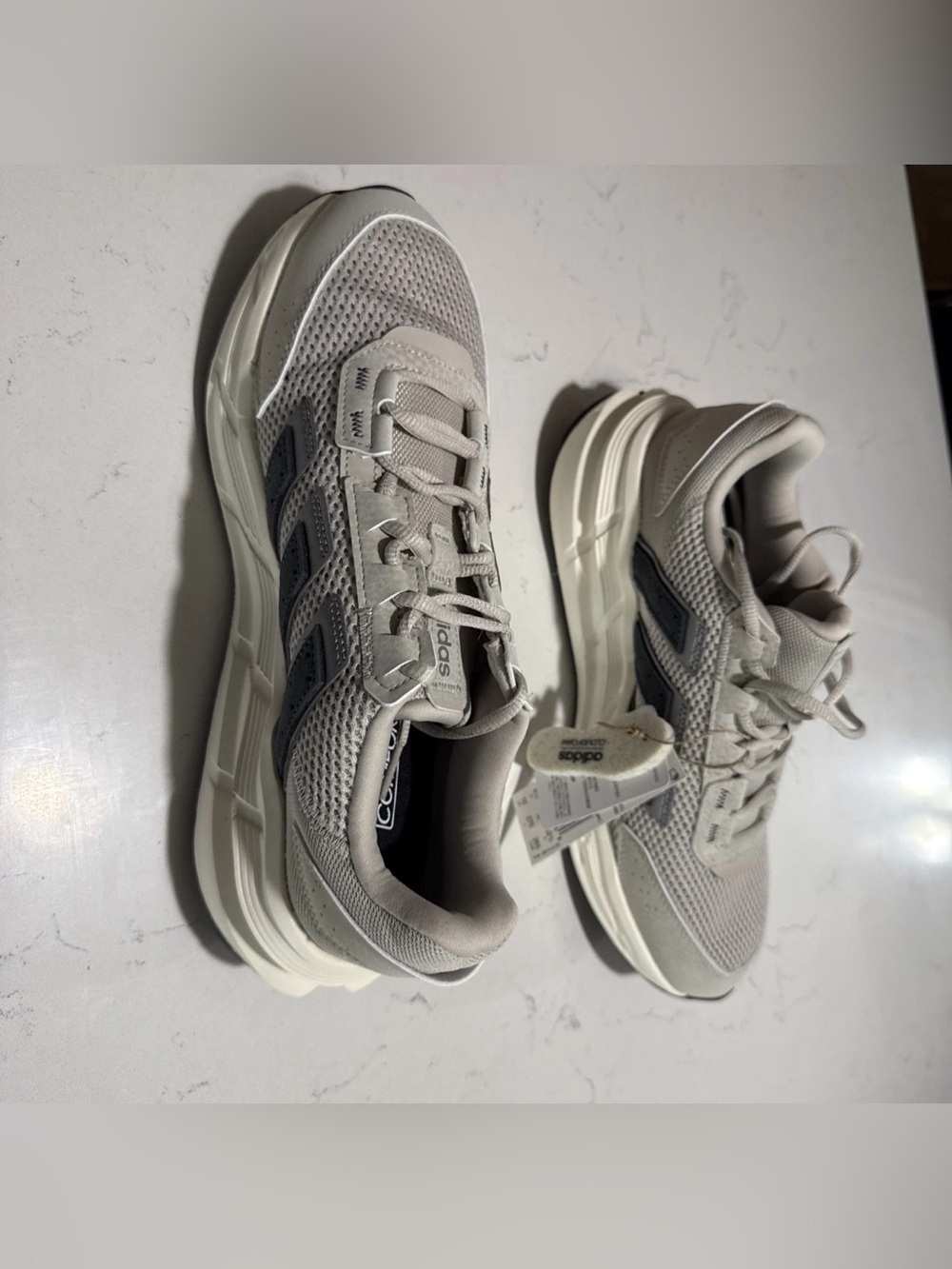 adidas Women’s Light Taupe and Off-White Mesh Sneakers